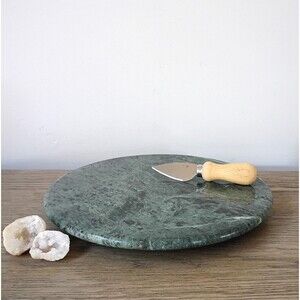 Vintage Green Marble Cheese Board, Marble Lazy Susan Plate, Charcuterie Board